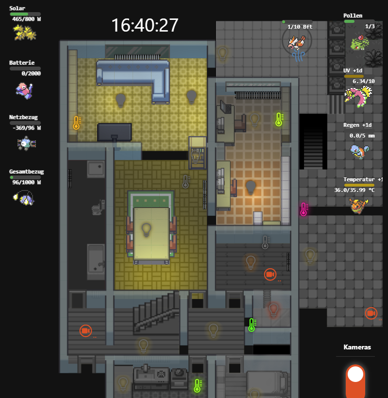Pokémon floorplan at night